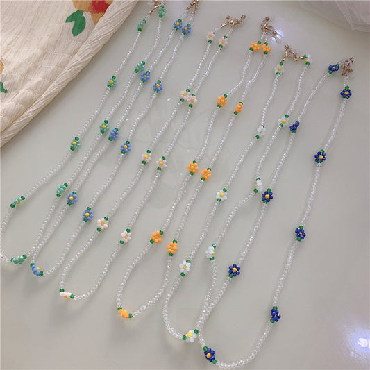 Floral Beaded Glasses & Earphone Chain – Handmade Daisy Strap