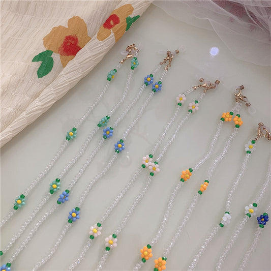 Floral Beaded Glasses & Earphone Chain – Handmade Daisy Strap