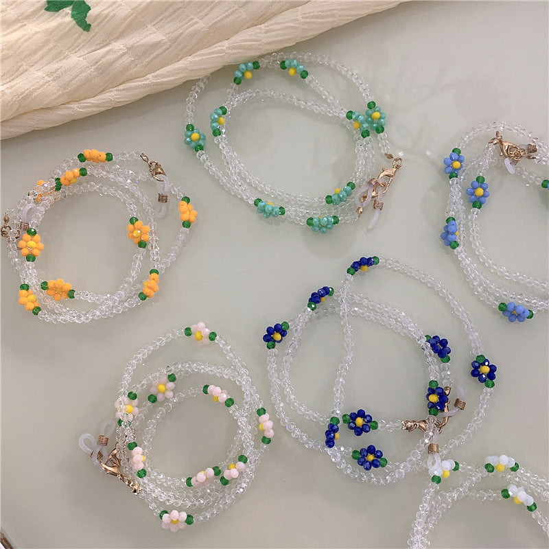Floral Beaded Glasses & Earphone Chain – Handmade Daisy Strap