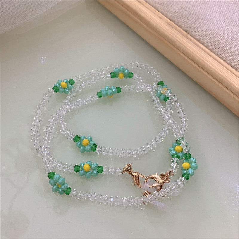 Floral Beaded Glasses & Earphone Chain – Handmade Daisy Strap