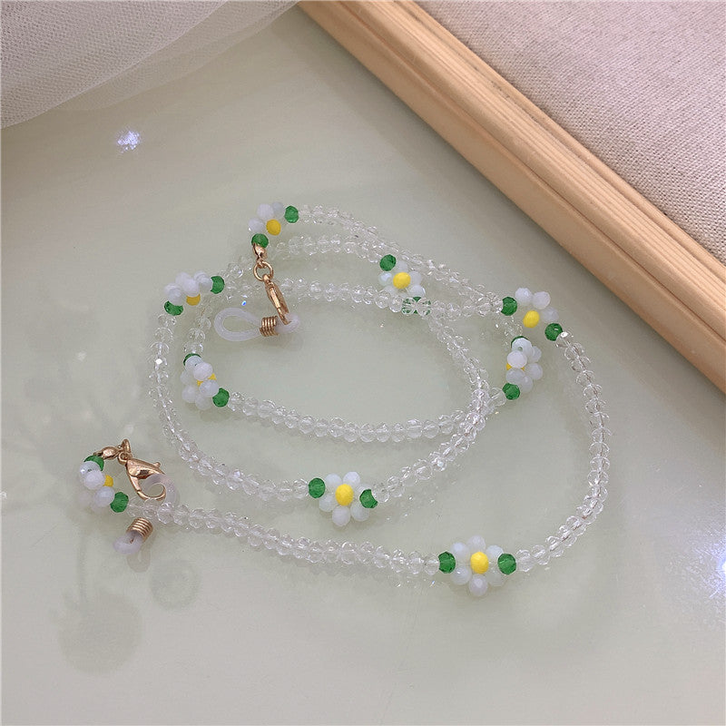 Floral Beaded Glasses & Earphone Chain – Handmade Daisy Strap