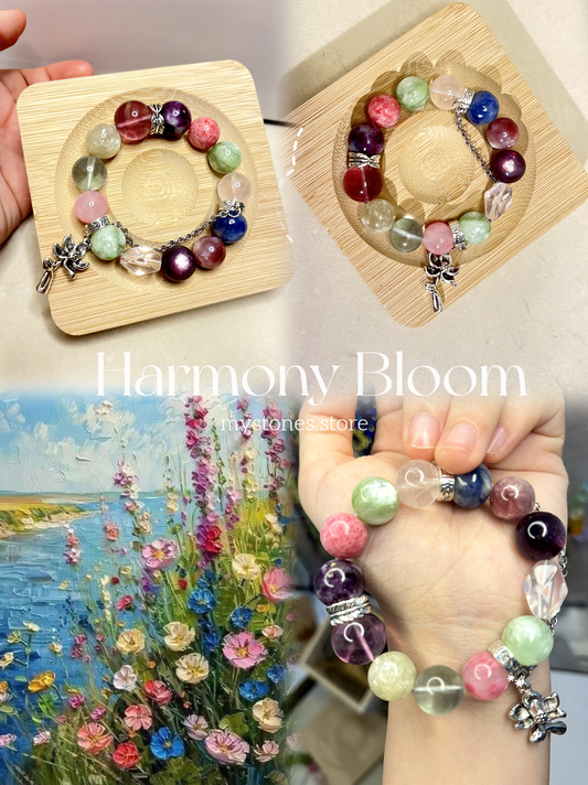 Harmony Bloom – Natural Crystal Energy Bracelet with Charm