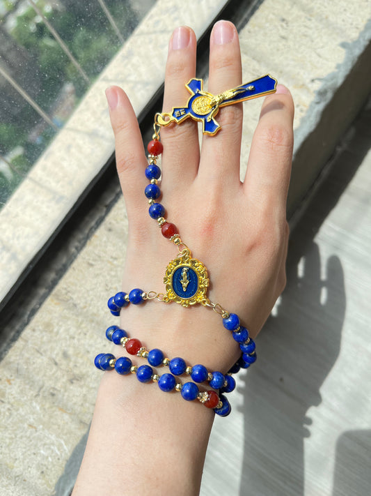 Lapis Lazuli Rose Prayer Beads Bracelet – Natural Healing & Serenity Jewelry