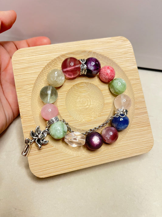 Harmony Bloom – Natural Crystal Energy Bracelet with Charm
