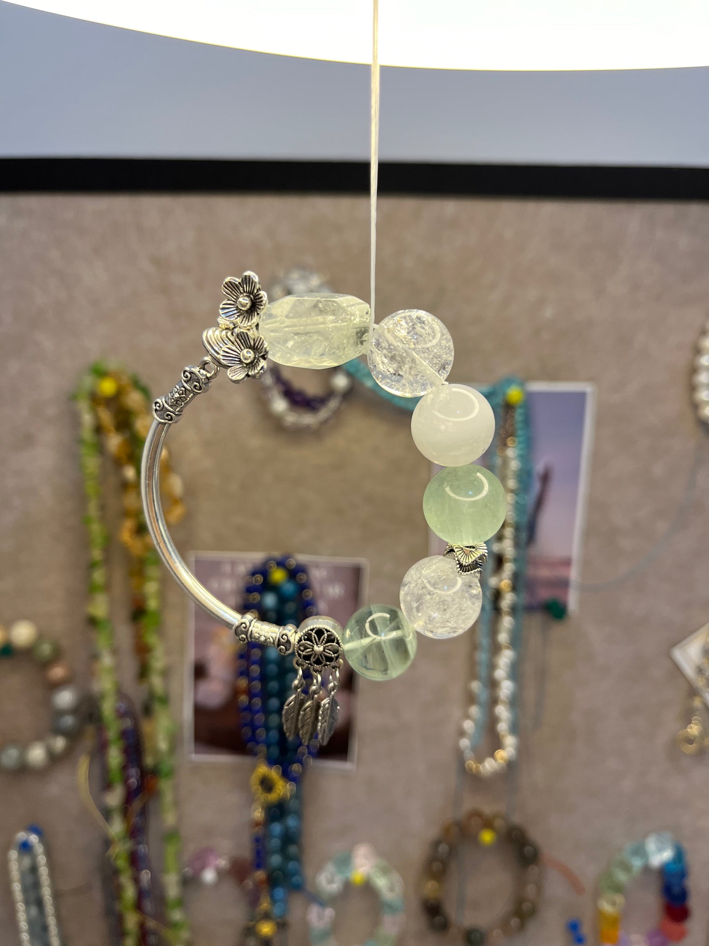Emerald Glade – White & Green Azeztulite Spiritual Forest Crystal Bracelet