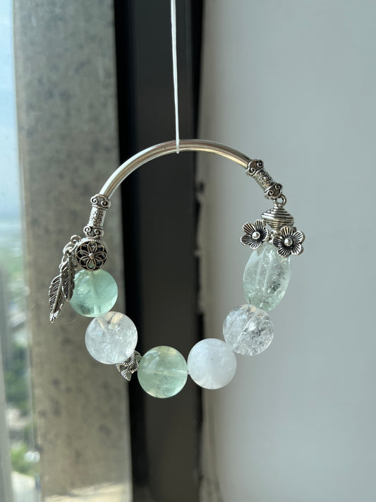 Emerald Glade – White & Green Azeztulite Spiritual Forest Crystal Bracelet