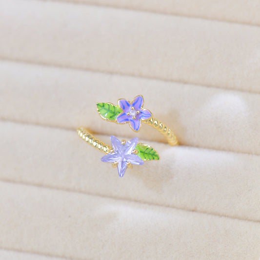 Vintage Purple Zircon Open Ring Adjustable