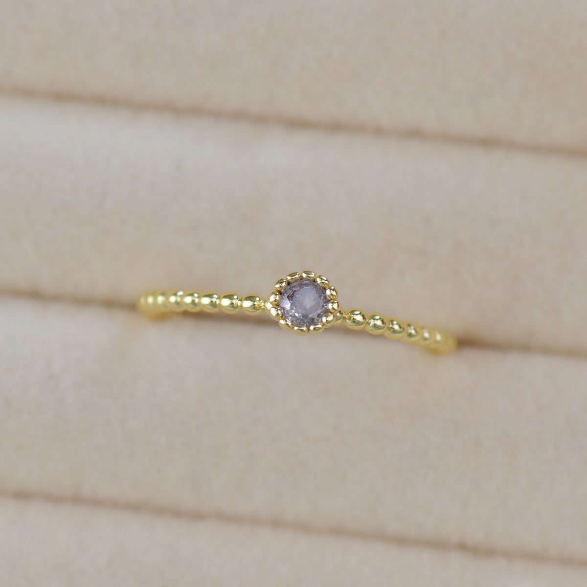 Vintage Purple Zircon Open Ring Adjustable