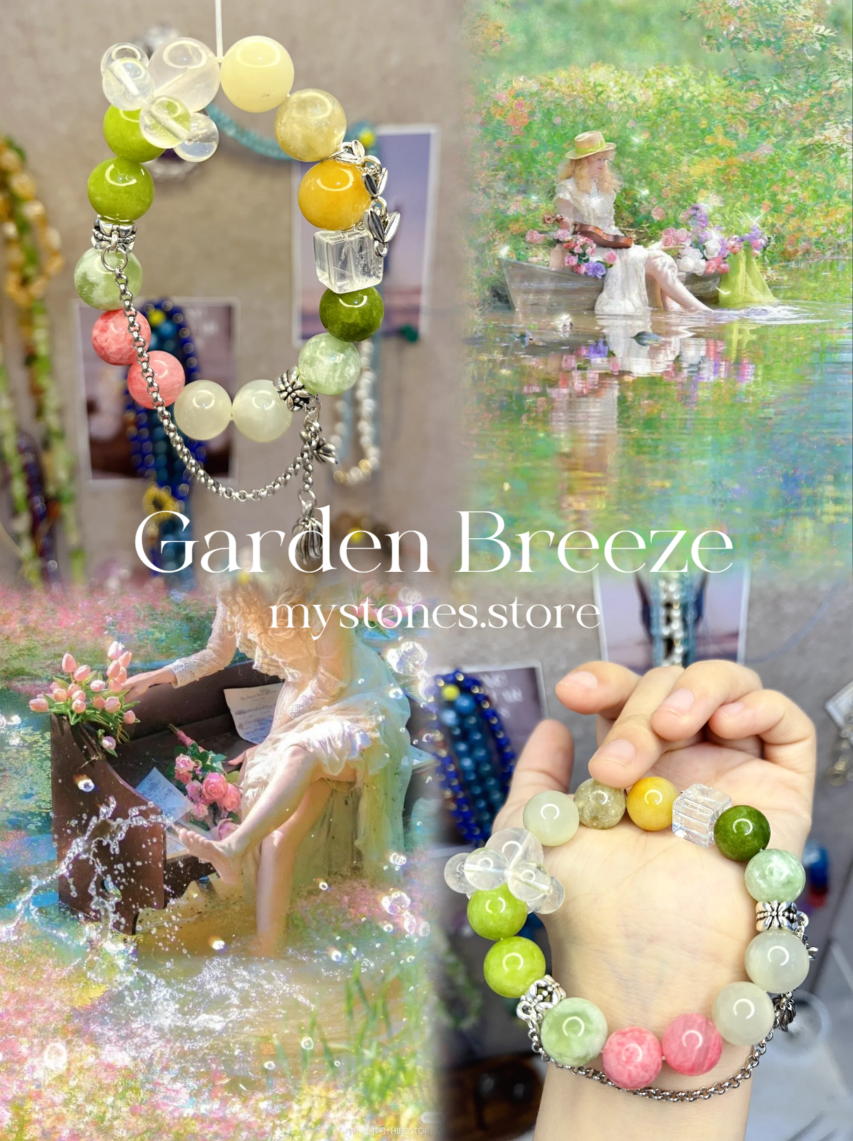 Garden Breeze – Multi-Stone Crystal Healing Bracelet with Floral Energy