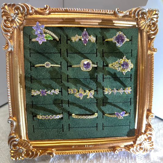 Vintage Purple Zircon Open Ring Adjustable