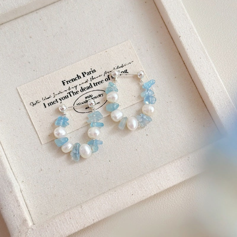 Ocean Serenity Natural Crystal & Pearl Jewelry Set (Necklace + Bracelet + Earrings)