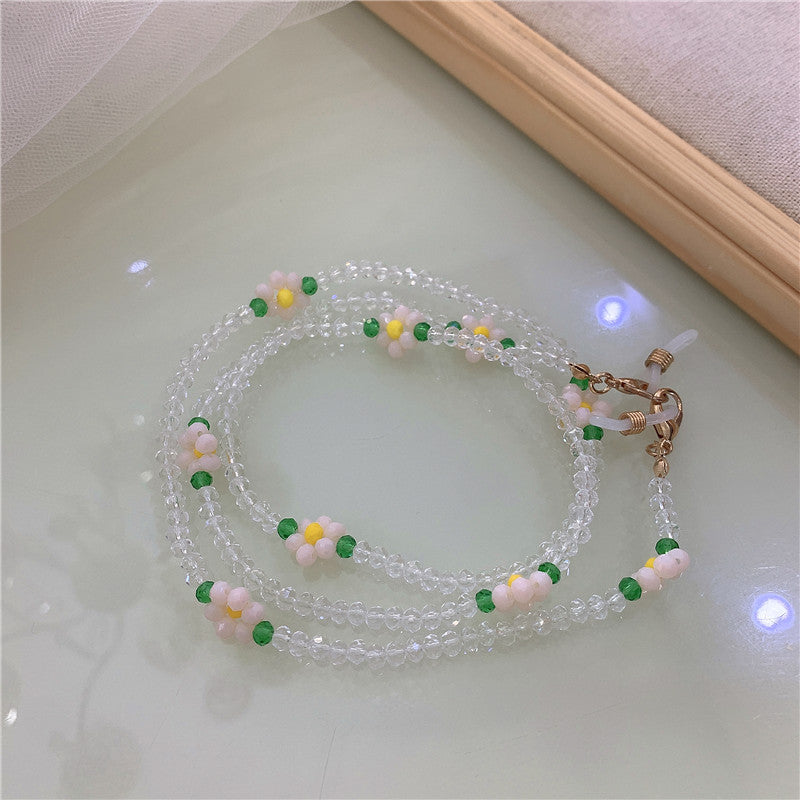 Floral Beaded Glasses & Earphone Chain – Handmade Daisy Strap