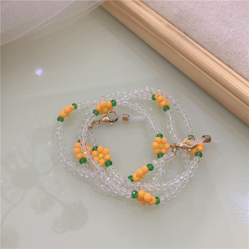 Floral Beaded Glasses & Earphone Chain – Handmade Daisy Strap