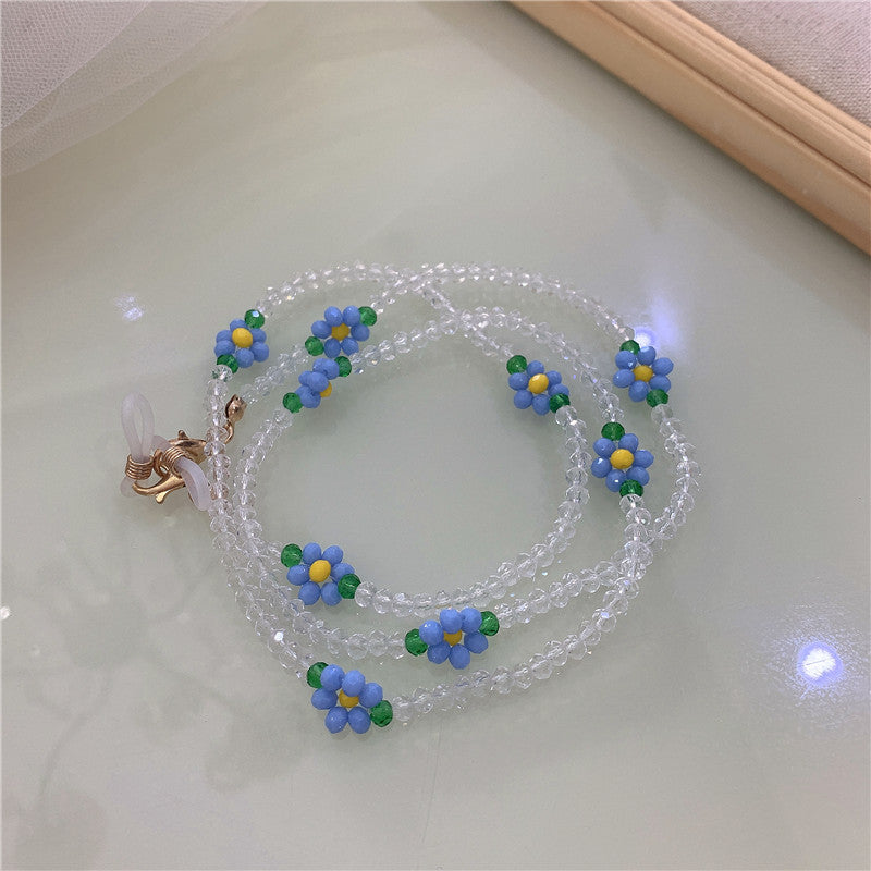 Floral Beaded Glasses & Earphone Chain – Handmade Daisy Strap