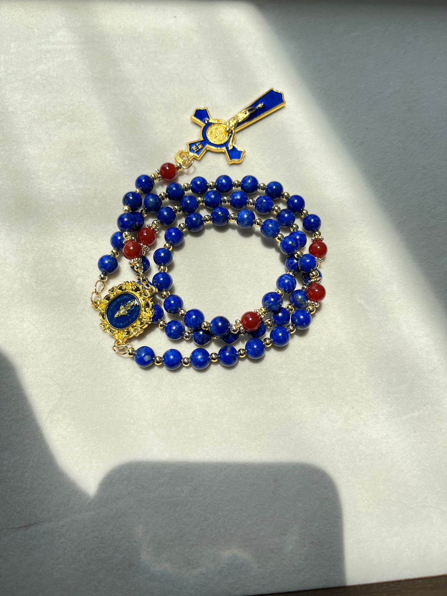 Lapis Lazuli Rose Prayer Beads Bracelet – Natural Healing & Serenity Jewelry