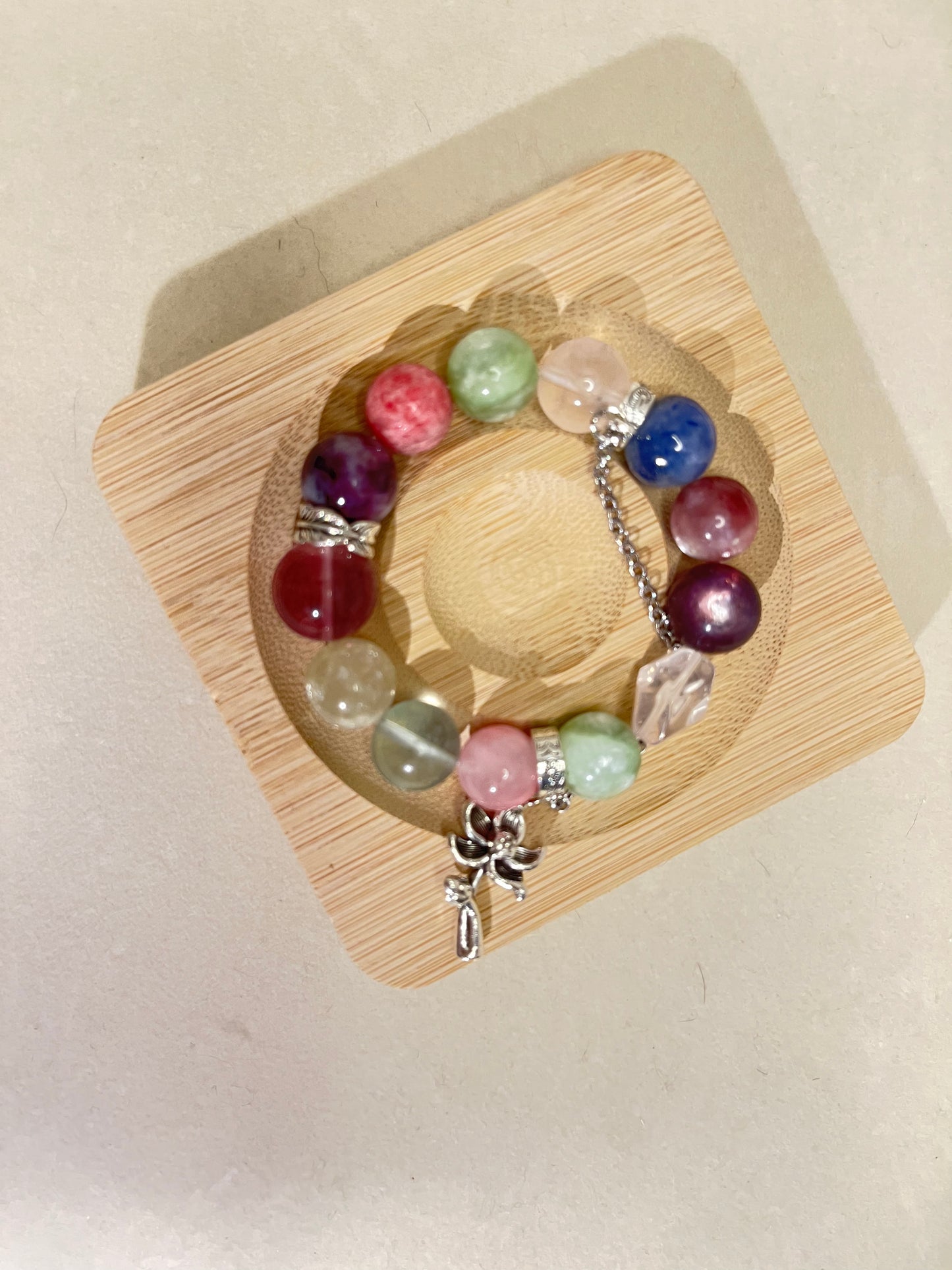 Harmony Bloom – Natural Crystal Energy Bracelet with Charm