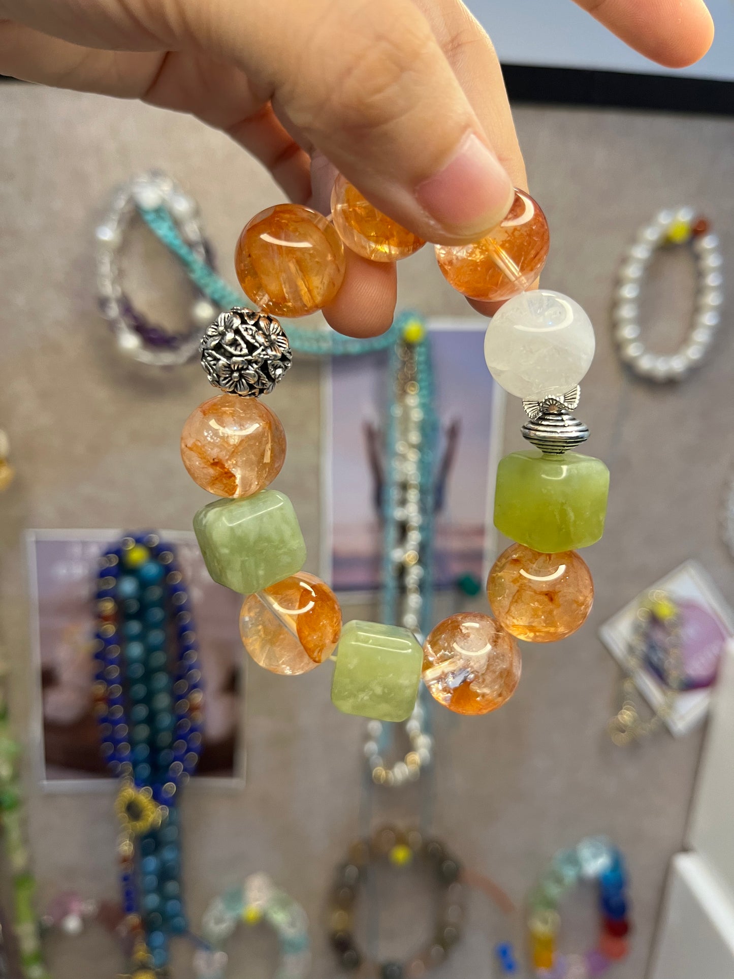 Golden Rose – Hematoid Quartz & Jade Crystal Bracelet with Bloom Energy