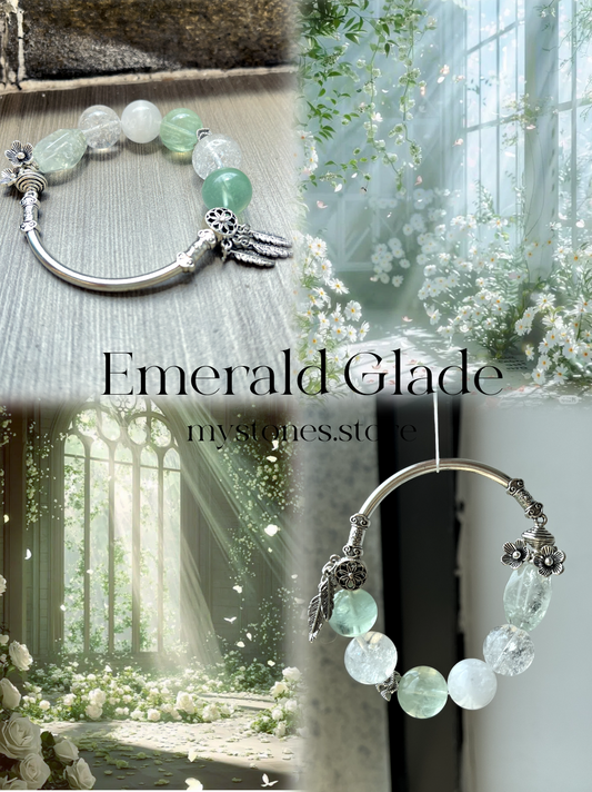 Emerald Glade – White & Green Azeztulite Spiritual Forest Crystal Bracelet