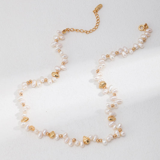 Bloom Baroque Pearl Necklace & Bracelet Set – 925 Sterling Silver, Gold Plated, Handmade Jewelry